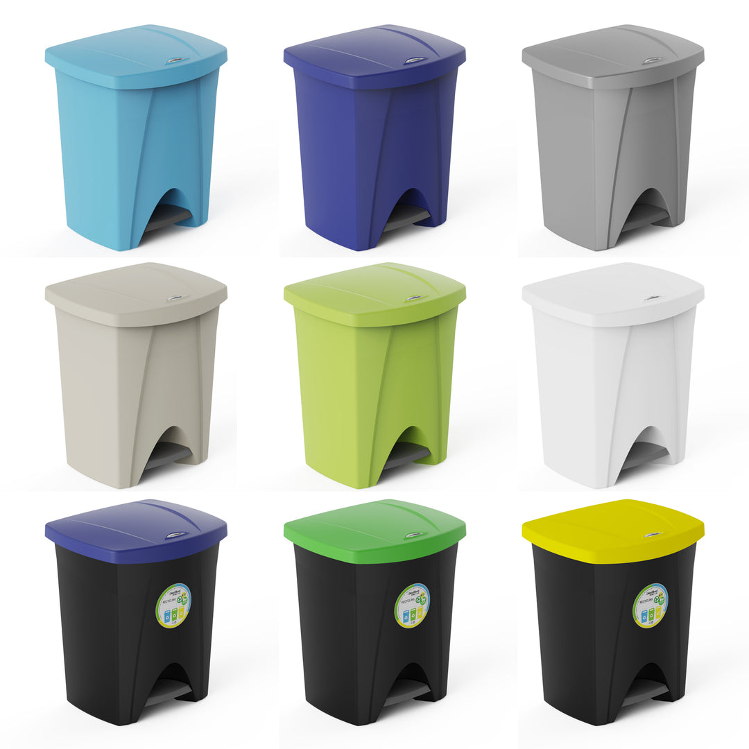 Plastiken Nature - Cubo de Basura de Reciclaje con Pedal 25L para Cocina. Azul