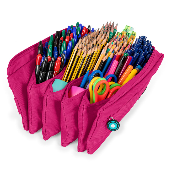 Grafoplás - Estuche Portatodo Cuádruple de Alta Capacidad para Material Escolar. Magenta