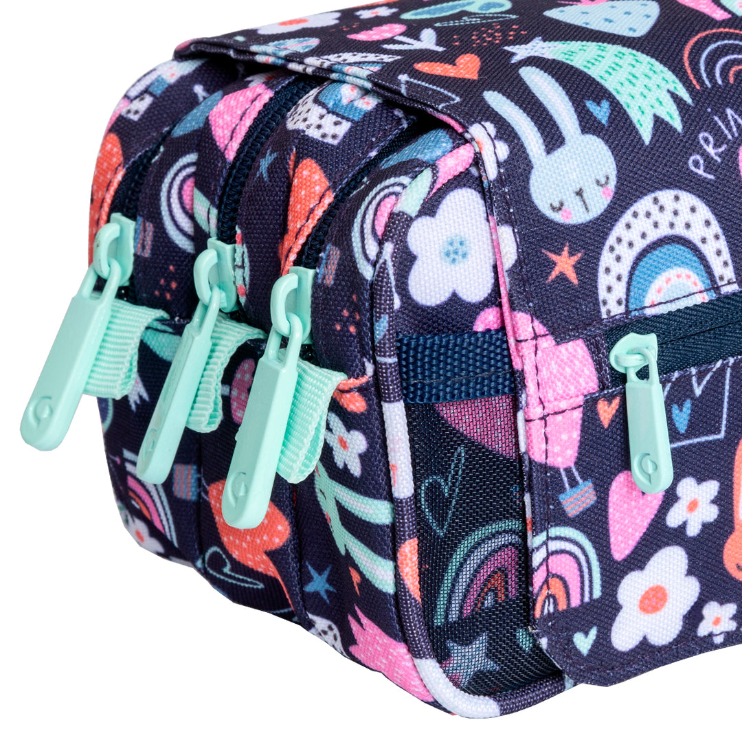 Grafoplás Design - Estuche Portatodo Triple con Solapa para Material Escolar. Princess