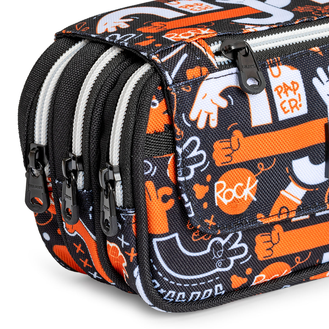 ColePack PRO Milan - Estuche Triple de 3 Cremalleras y Material Escolar Incluido. Fingers