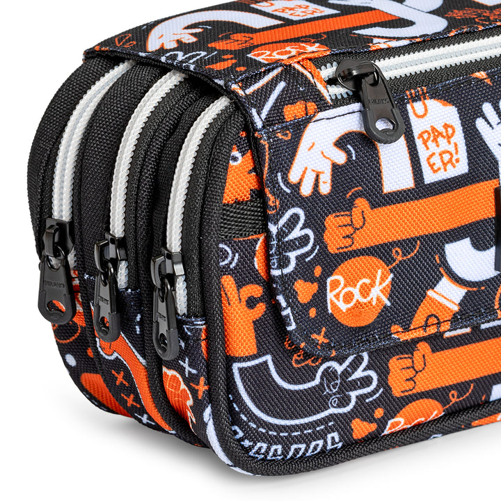 ColePack PRO Milan - Estuche Triple de 3 Cremalleras y Material Escolar Incluido. Fingers