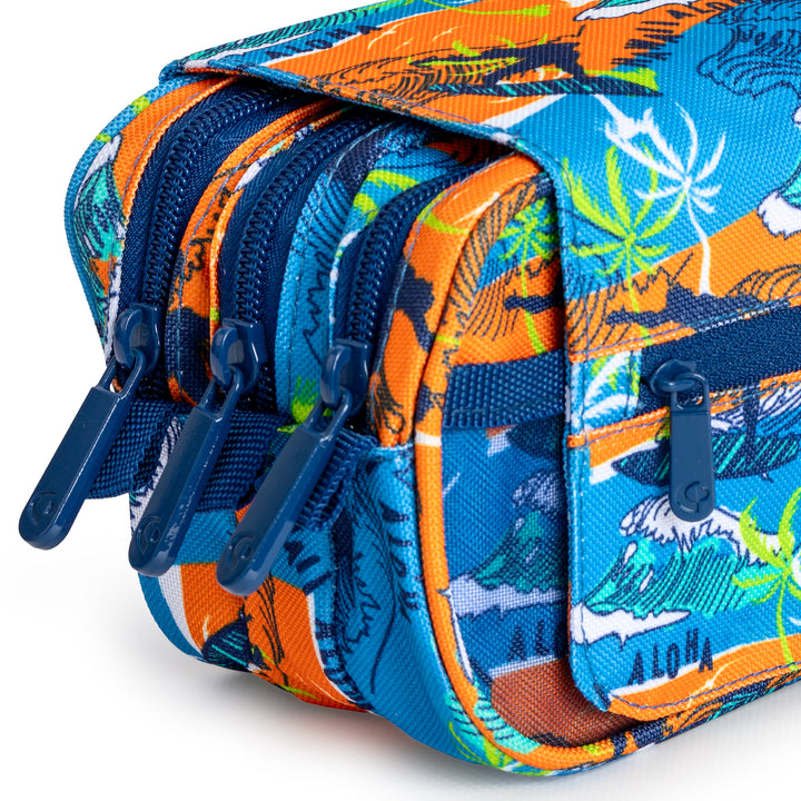 ColePack Design - Estuche Triple de 3 Cremalleras con Material Escolar Incluido. Hawaii