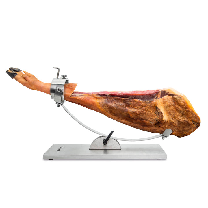 3 Claveles 01743 - Soporte Jamonero Basculante en Acero Inoxidable y Cabezal Giratorio