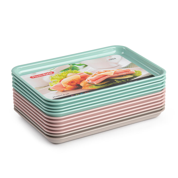 Plastic Forte Edén - Juego de 2 Bandejas de Servicio Nº 3 Rectangulares. Rosa