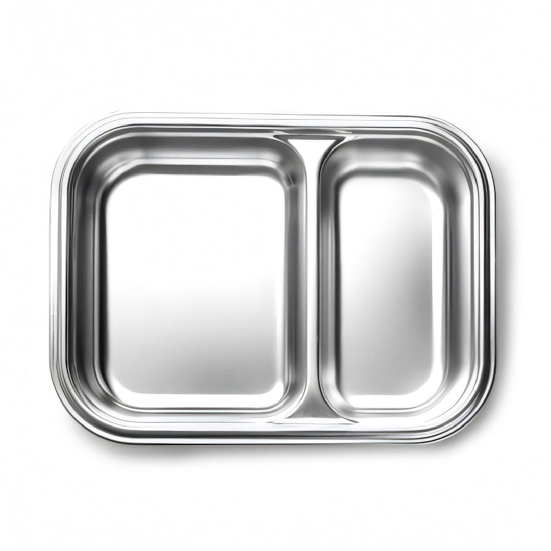 LACOR TwoGo - Recipiente Rectangular de 0.45L + 0.28L en Acero Inoxidable Apto Microondas