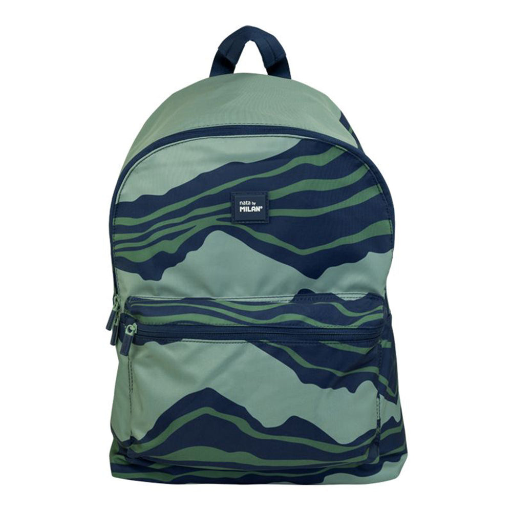 MILAN Melt -  Mochila Escolar 2 Cremalleras con Divisor para Portátil. Capacidad 20L. Verde