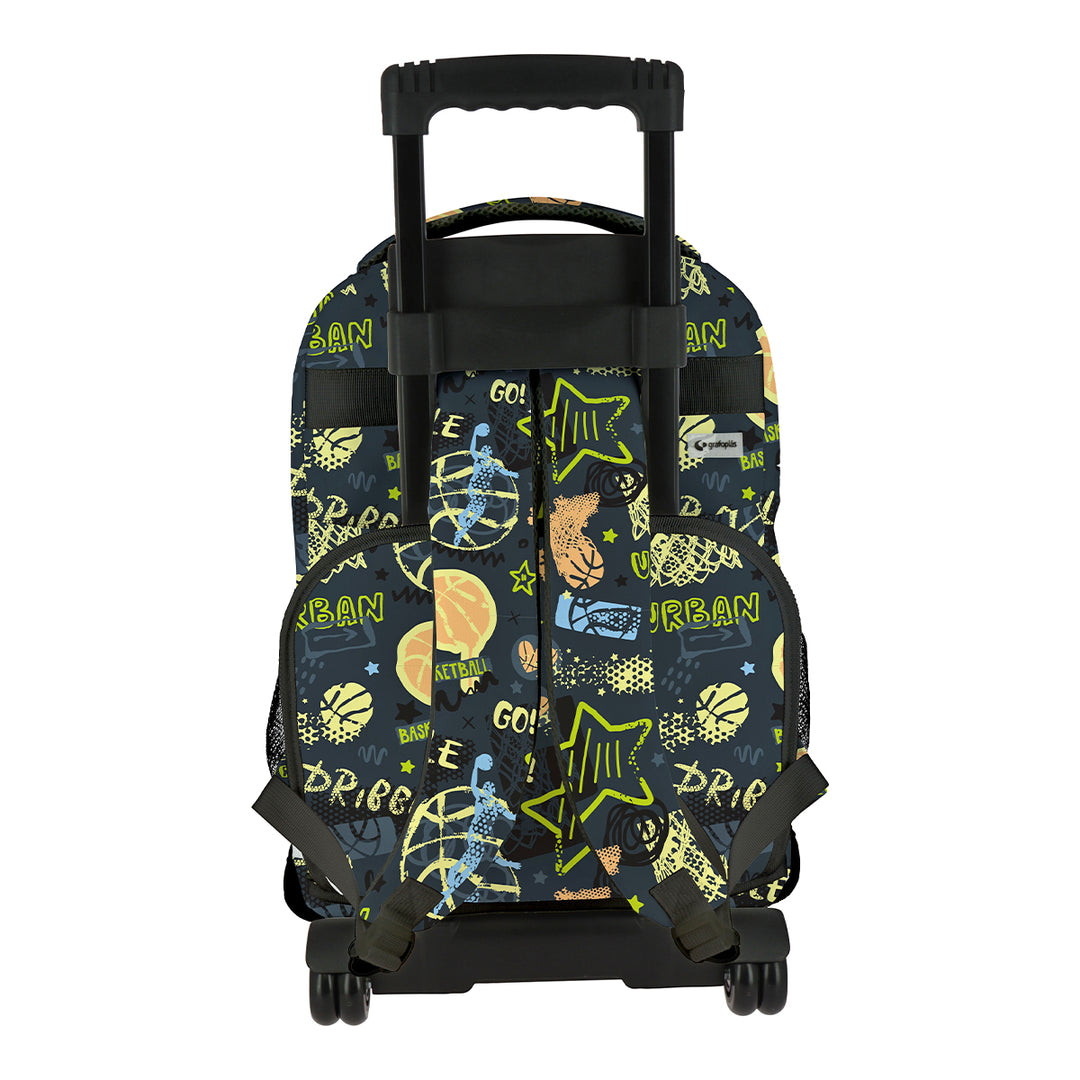 Grafoplás Design - Mochila Escolar 3 Cremalleras y Carrito Integrado. Acolchada. Streetball