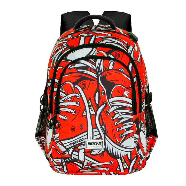 PRODG Sneak - Mochila Escolar Impermeable Running Plus para Portatil y USB. Rojo