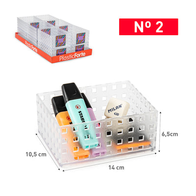Plastic Forte - Pack de 2 Bandejas Organizadoras Modulares Multiusos Nº 2. Transparente