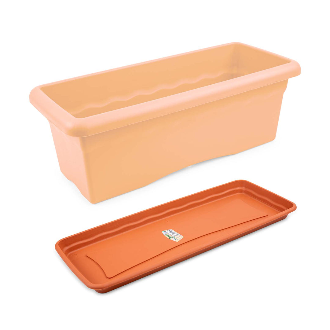 Plastiken TERRA - Plato Rectangular de 47 cm para Jardinera de 50 cm 14L. Terracota