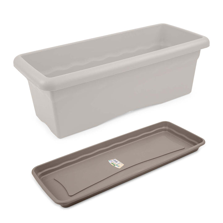 Plastiken TERRA - Plato Rectangular de 57 cm para Jardinera de 60 cm 22L. Taupe