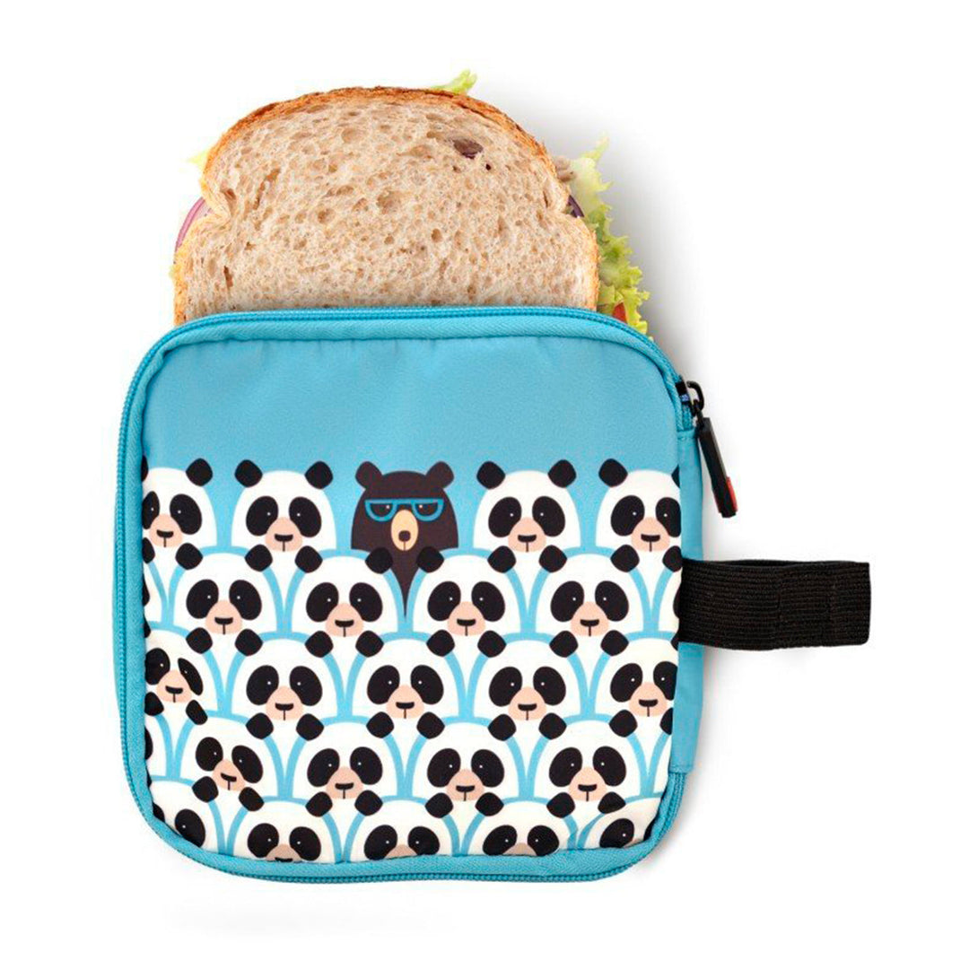 IRIS Zipper Roll Friends - Porta Sandwich Infantil Plegable y Flexible con Cremallera. Panda