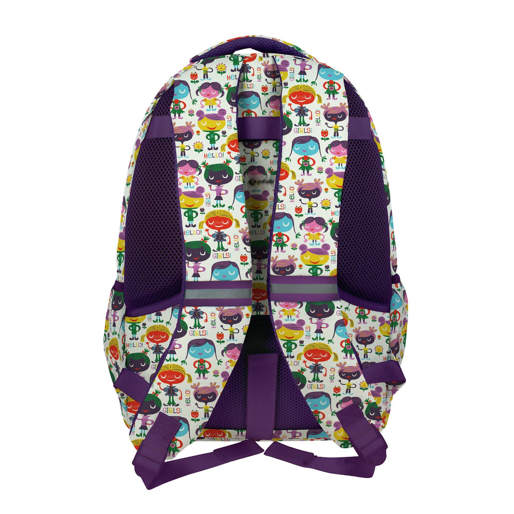 Grafoplás - Mochila Escolar 3 Cremalleras con Divisor para Portátil. Adaptable Carrito. Hello