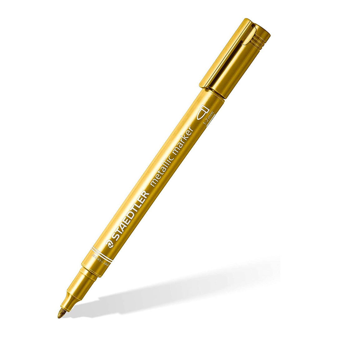 STAEDTLER - Blíster con 2 Rotuladores Metálicos de Punta Fina. Plateado y Dorado