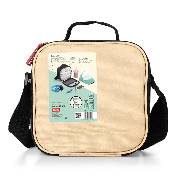 TATAY Urban Food Casual - Bolsa Térmica Porta Alimentos 3L con Recipientes. Peach Fuzz