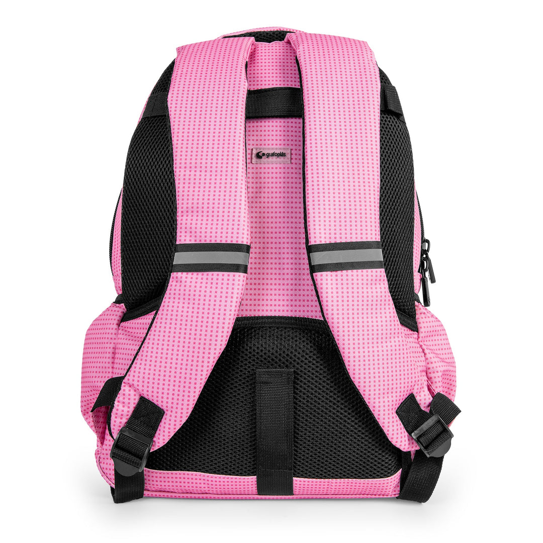 Grafoplás Kūru - Mochila Escolar 3 Cremalleras con Divisor para Portátil. Adaptable Carrito. Rosa