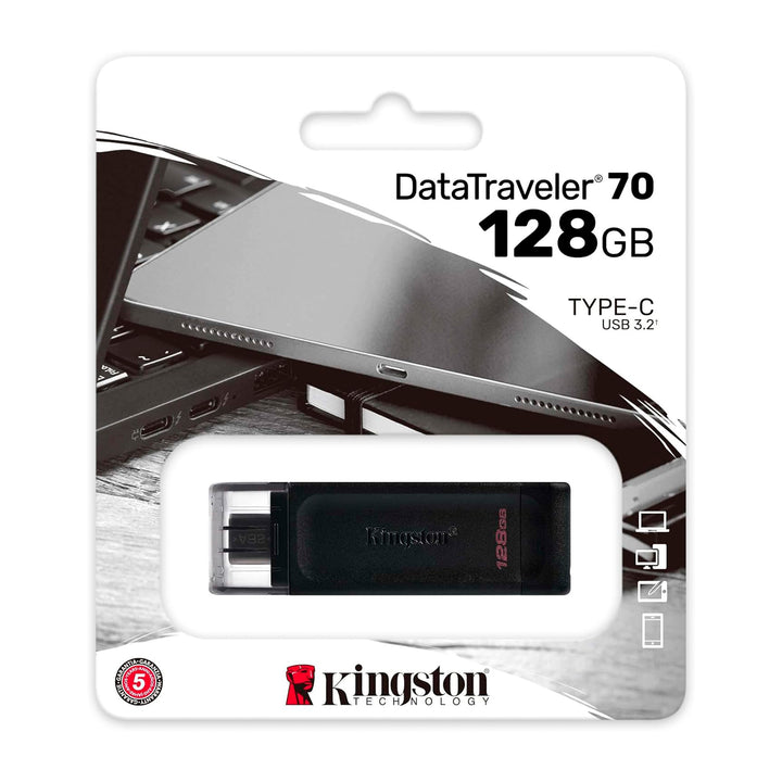 Kingston DT70 - Pack 2 Memorias Flash USB-C 3.2 DataTraveler 128GB Negro