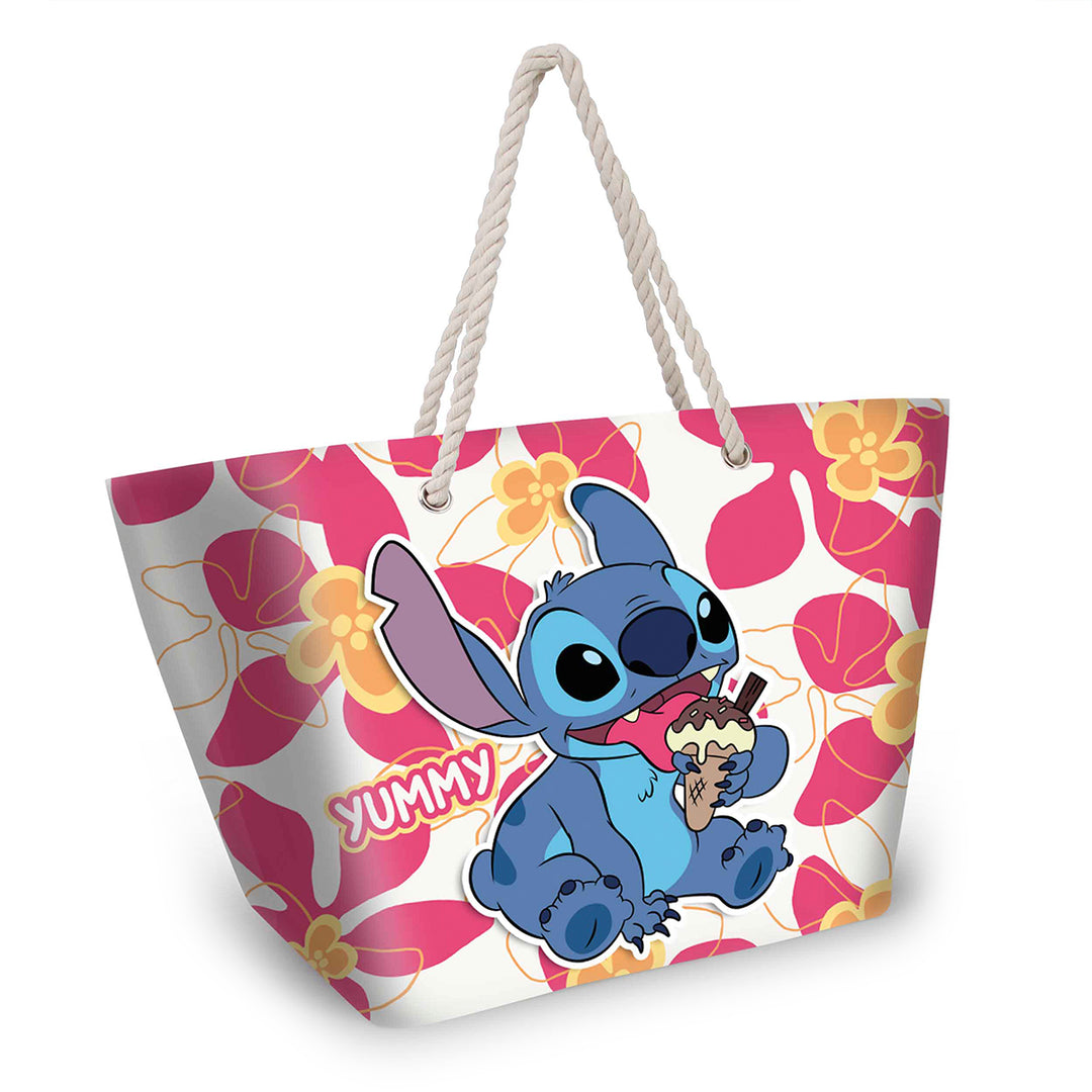 KARACTERMANIA - Bolsa de Playa con Asas y Cierre de Cremallera. Lilo y Stitch Ice Cream