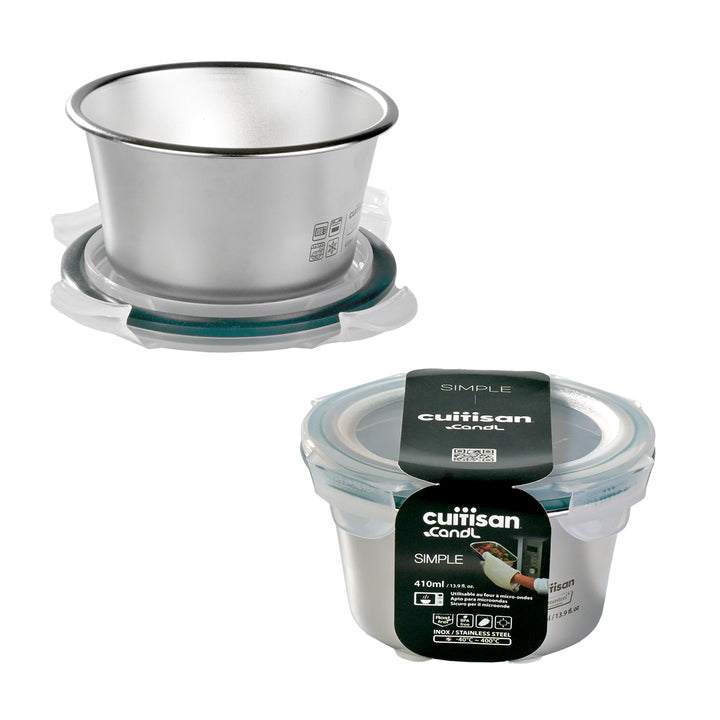 Cuitisan Simple - Recipiente Redondo de 0.4L en Acero Inoxidable Apto Microondas