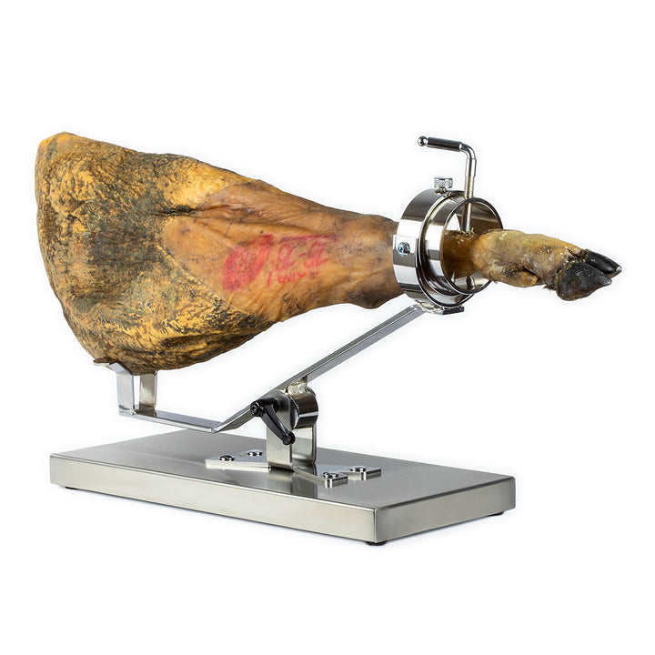 BELLO Mulhacén - Soporte Jamonero Basculante en Acero Inoxidable con Cubrejamón