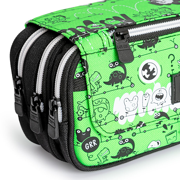 ColePack ECO Milan - Estuche Triple de 3 Cremalleras y Material Escolar Incluido. Tandem