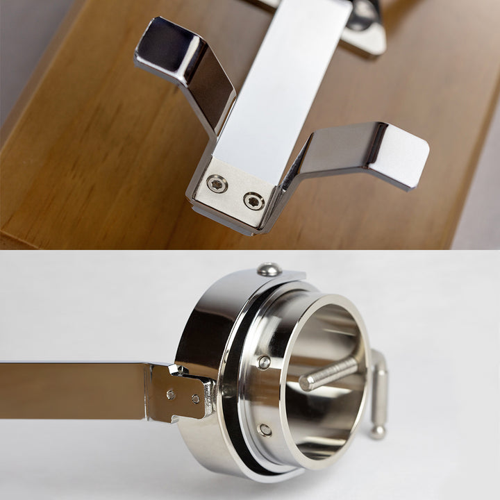 BELLO Teide - Soporte Jamonero Basculante en Fibra Blanca y Acero Inoxidable con Cubrejamón