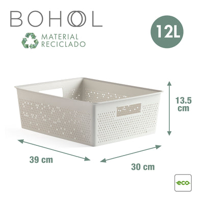 TATAY Bohol - Set 3 Cajas Organizadoras 12L+4L+4L en Plástico Reciclado. Sky White
