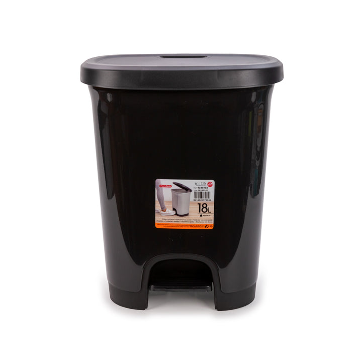 Plastic Forte - Cubo de Basura 18L con Apertura de Pedal. Negro