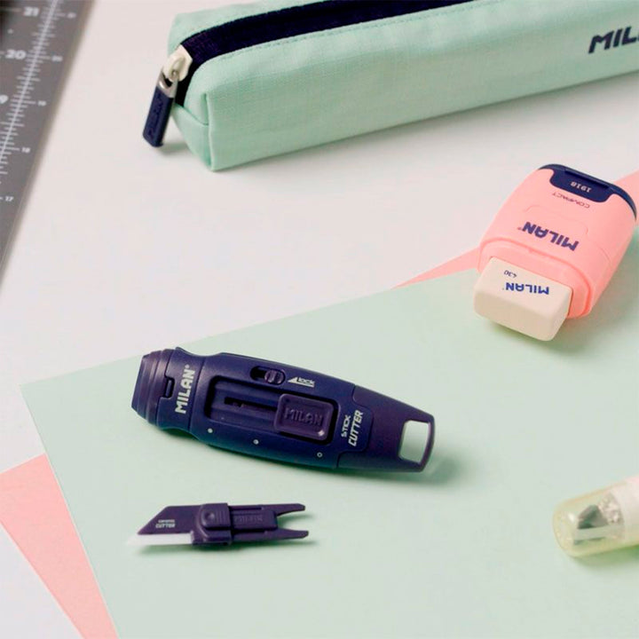 MILAN 6010108B - Cutter Pequeño Hoja Cerámica, Edición STICK serie 1918, Azul Marino