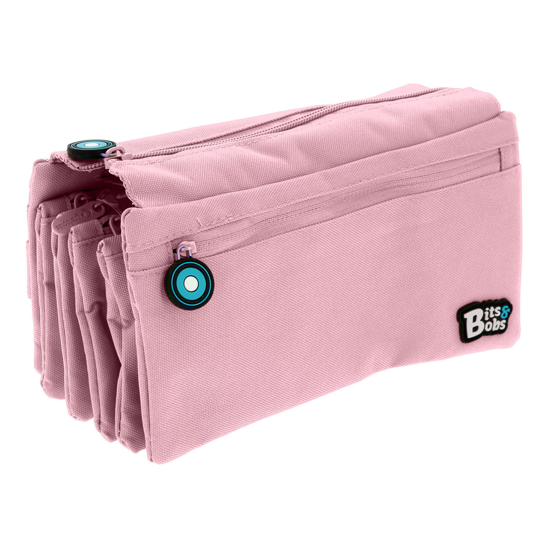 Grafoplás - Estuche Portatodo Cuádruple de Alta Capacidad para Material Escolar. Rosa Soft