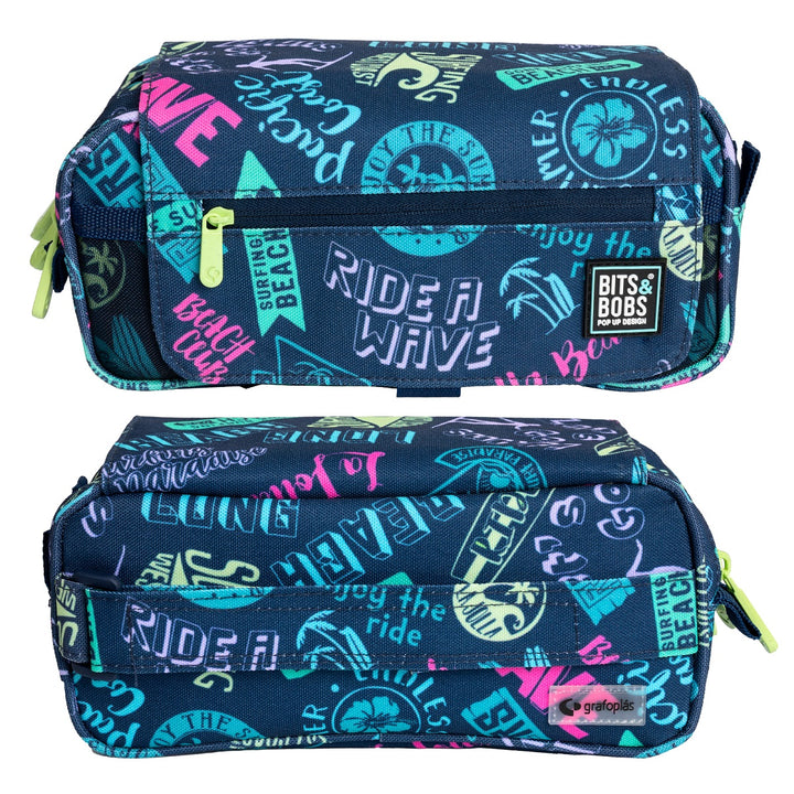 ColePack Design - Estuche Triple de 3 Cremalleras con Material Escolar Incluido. Beach