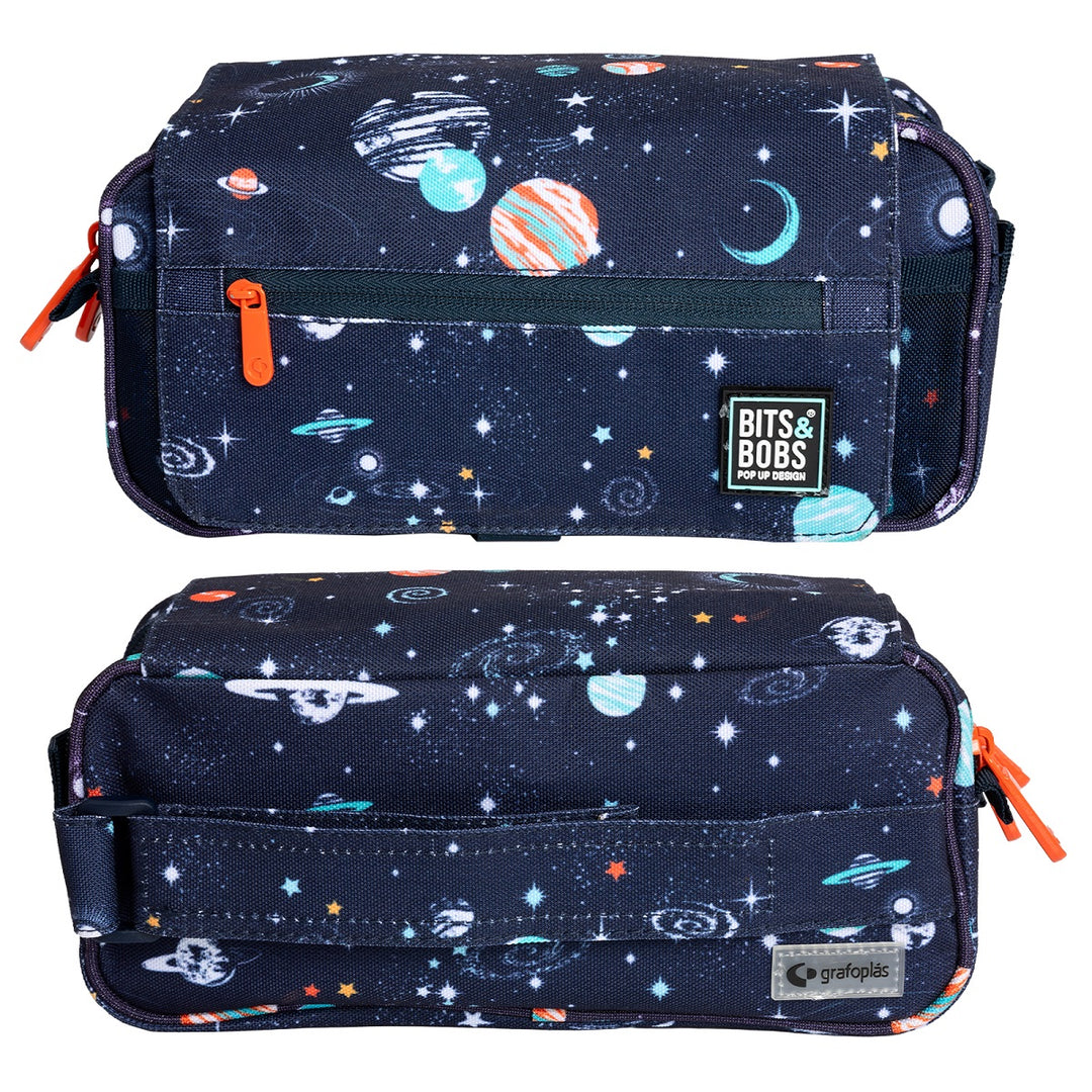 ColePack EcoDes - Estuche Triple de 3 Cremalleras con Material Escolar Incluido. Cosmos
