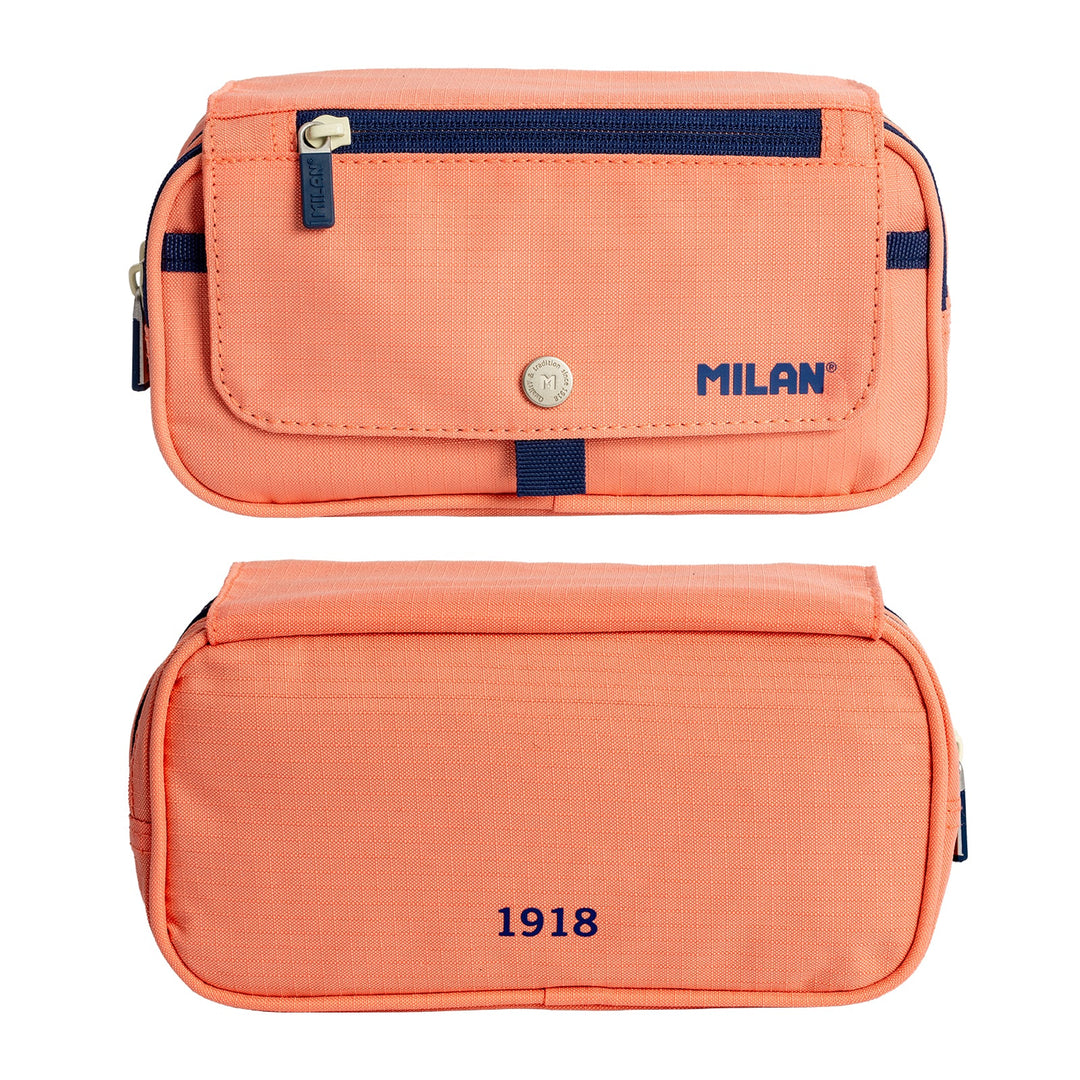 ColePack ECO Milan - Estuche Triple de 3 Cremalleras y Material Escolar Incluido. Rosa 1918