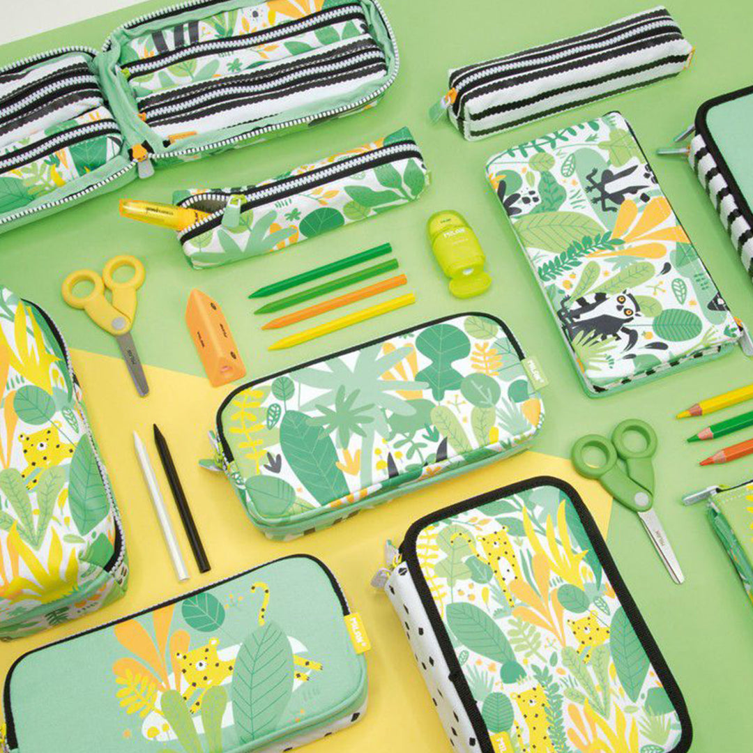 MILAN Hide & Seek - Estuche Escolar Portatodo de 5 Compartimentos. Verde