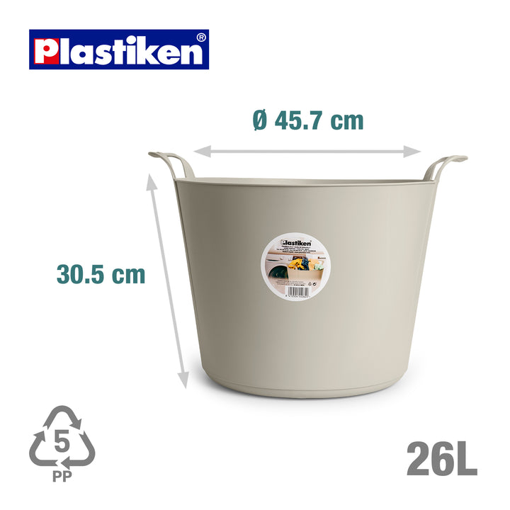 Plastiken Nature - Pack de Capazos Flexibles de 42L+26L Multiusos con Asas. Blanco