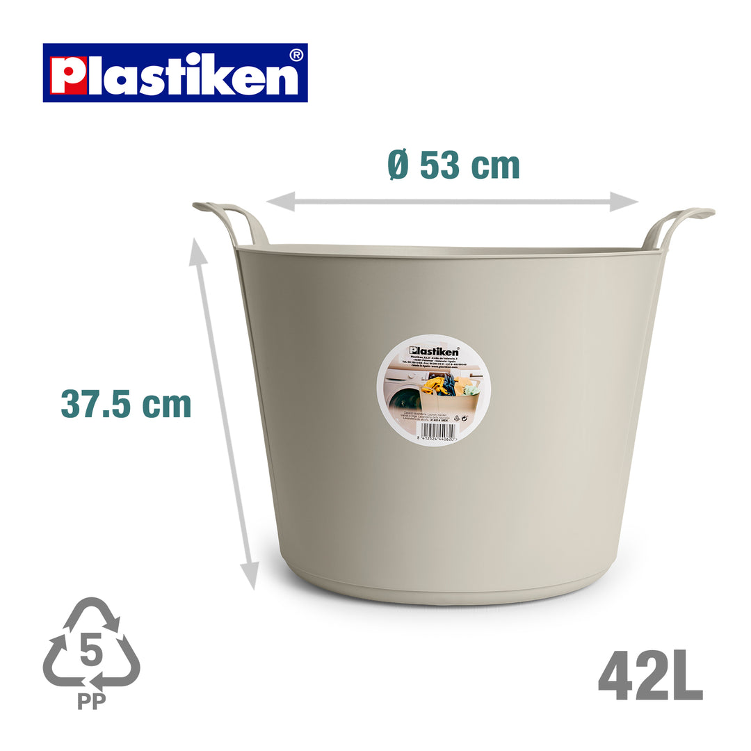 Plastiken Nature - Pack de Capazos Flexibles de 42L+26L Multiusos con Asas. Blanco