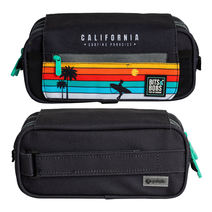 Grafoplás Design - Estuche Portatodo Triple con Solapa para Material Escolar. California