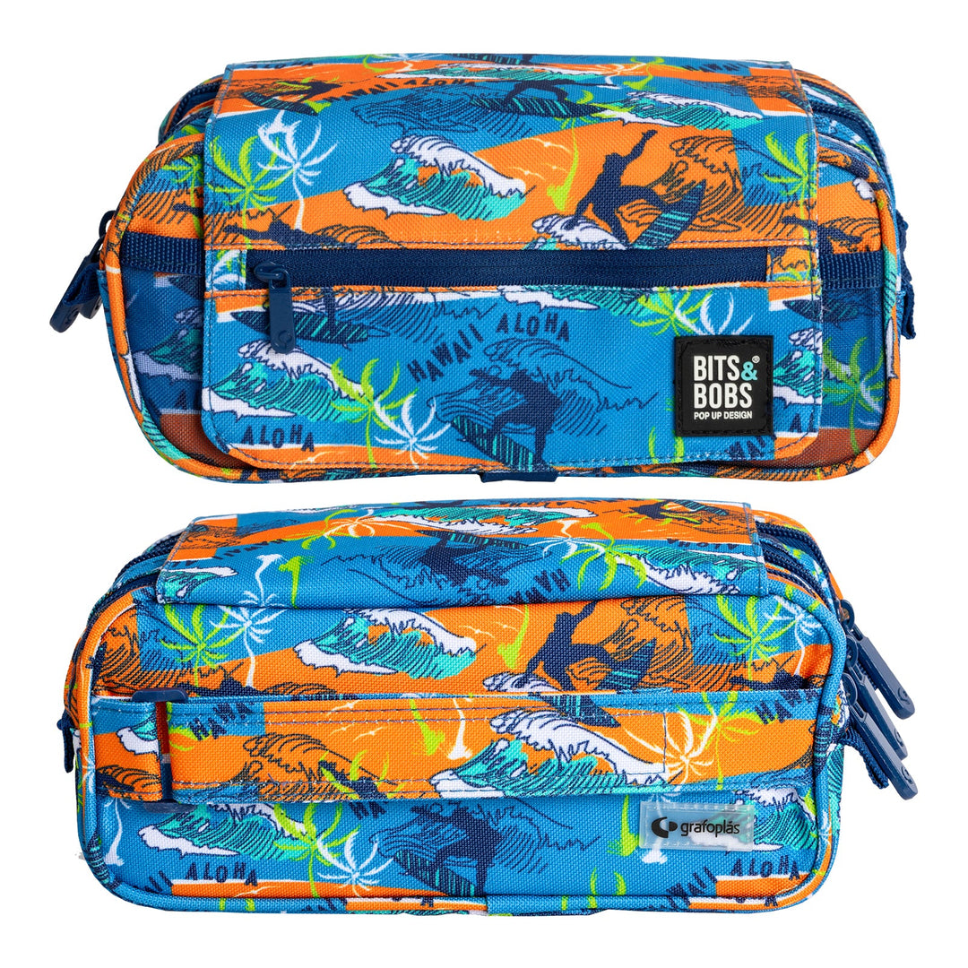 ColePack EcoDes - Estuche Triple de 3 Cremalleras con Material Escolar Incluido. Hawaii