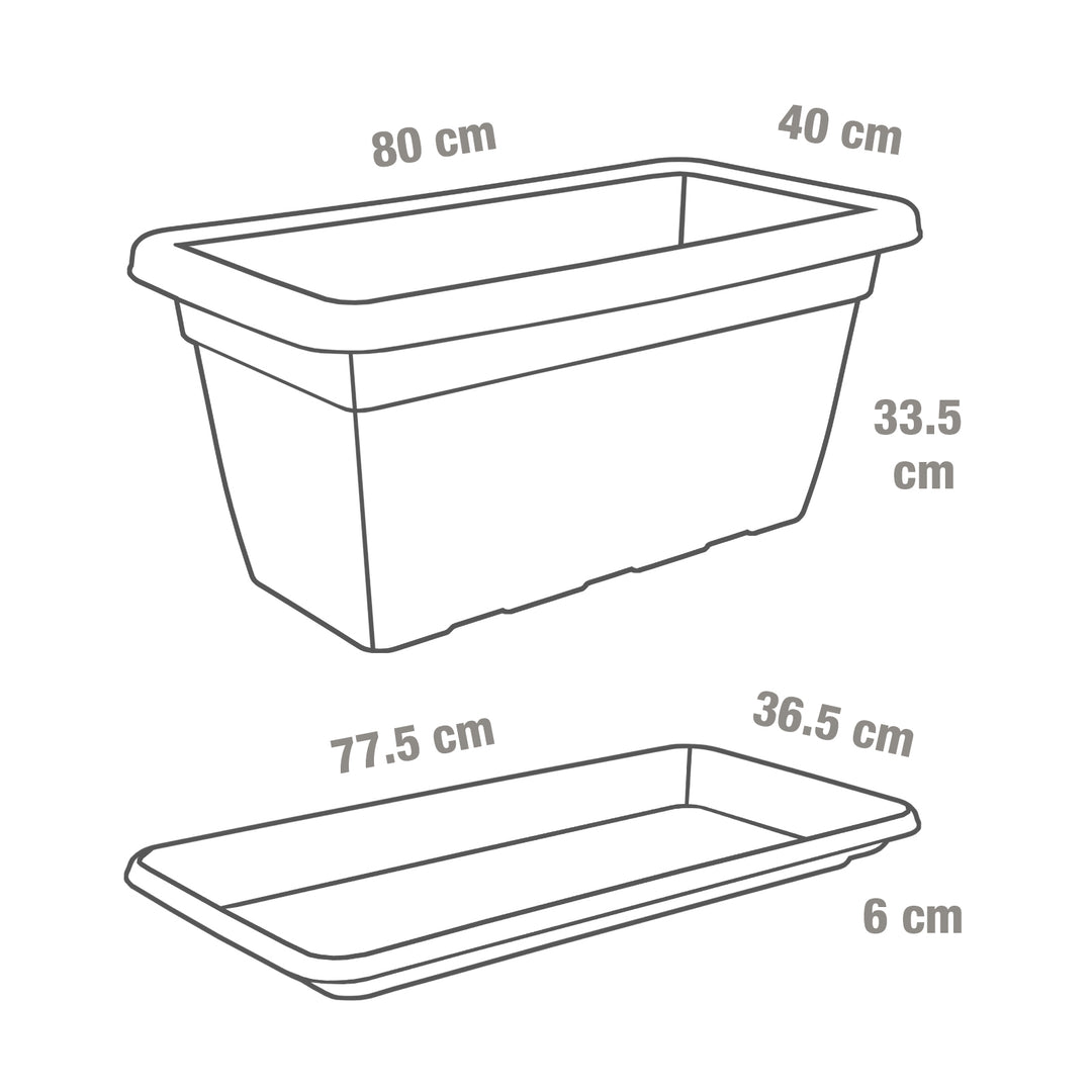 Plastic Forte - Jardinera Rectangular 80 cm Ancha y Reforzada con Plato Incluido. Blanco