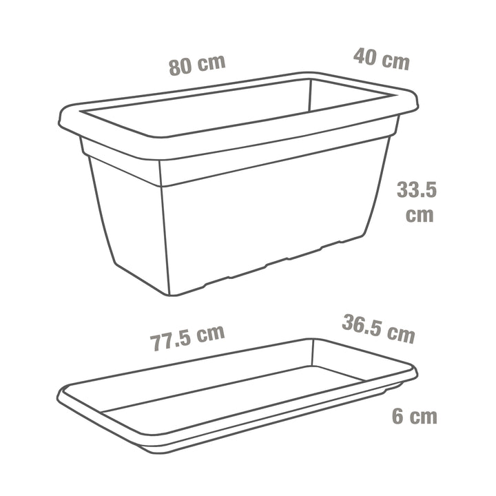 Plastic Forte - Plato para Jardinera Rectangular Reforzada de 80 cm Ancha. Verde