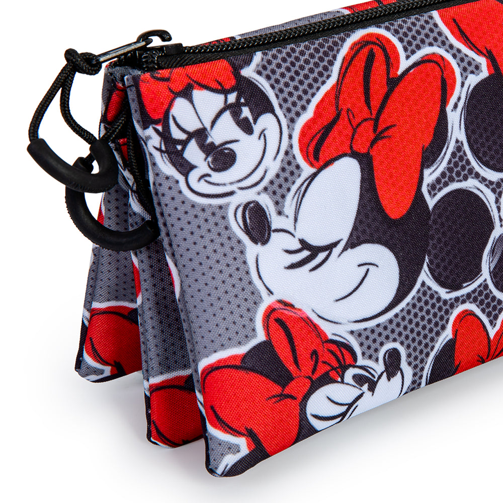 DISNEY Minnie Mouse Lashes - Estuche Escolar Triple Portatodo con 2 Cremalleras. Gris