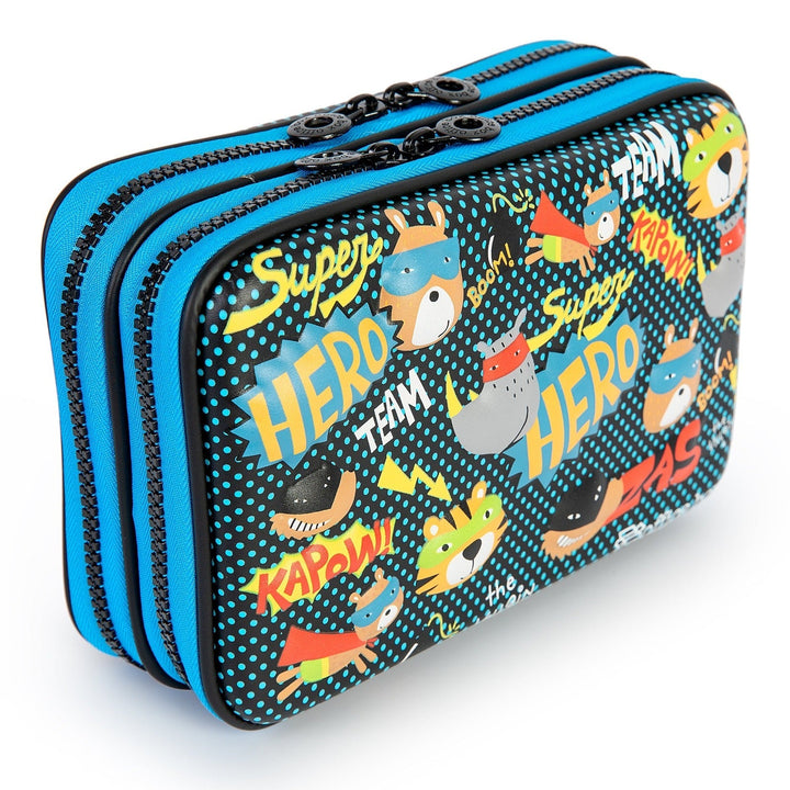 Estuche 3D Magic Plumier Doble Multicompartimento con Cuerpo Rígido en EVA con Relieve. Modelo Hero