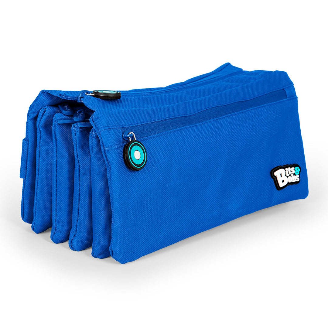 ColePack Eco36 - Estuche Cuadruple de 4 Cremalleras con Material Escolar Incluido. Azul