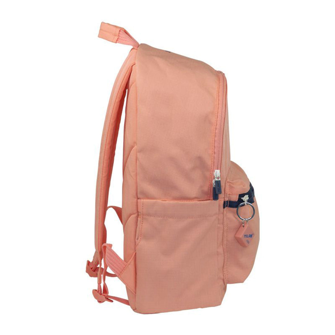 MILAN 1918 -  Mochila Urbana Clásica 2 Cremalleras con Divisor para Portátil. Capacidad 22L. Rosa