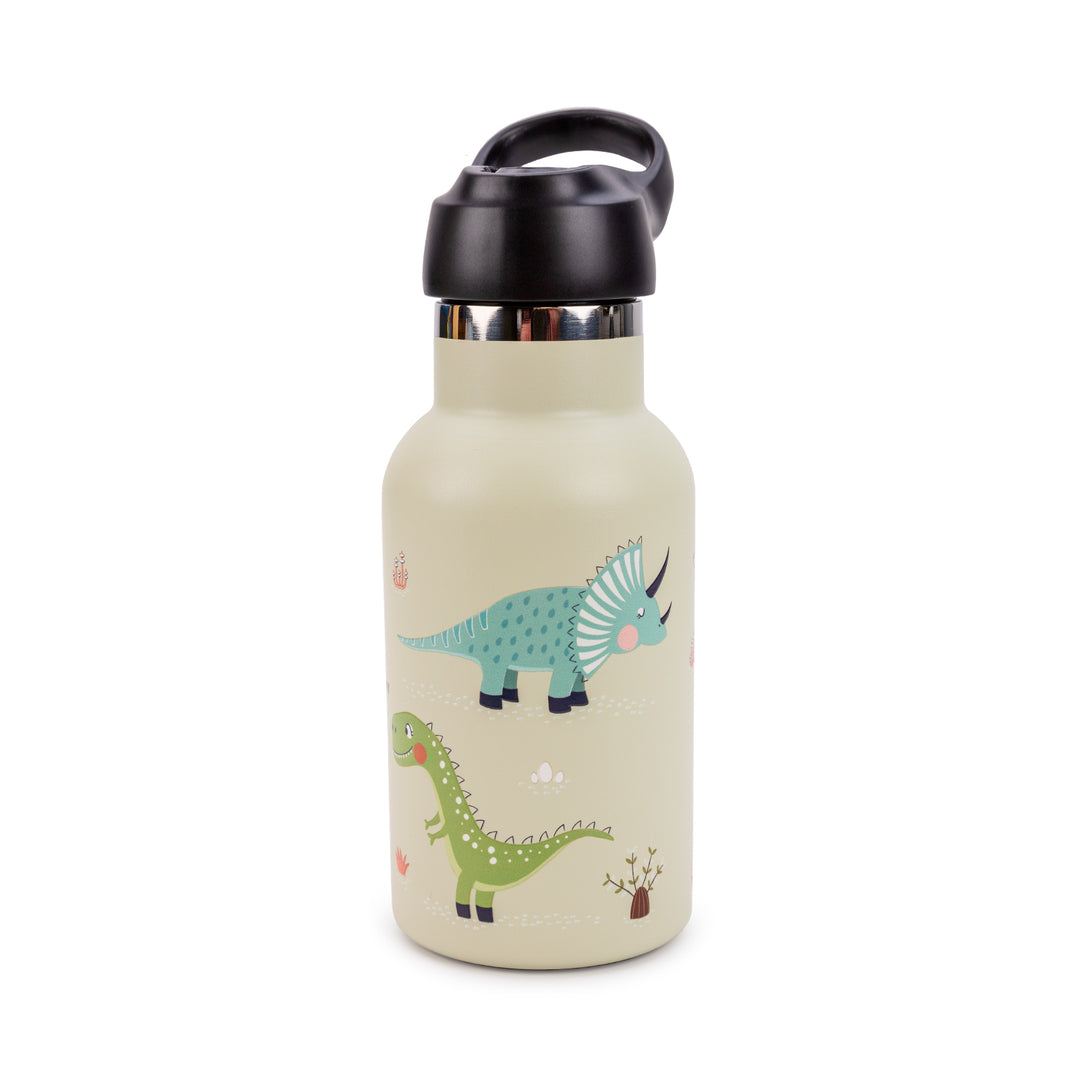 Runbott Marta Munté - Botella Térmica Infantil de 0.35L con Interior Cerámico. Dinos Verde