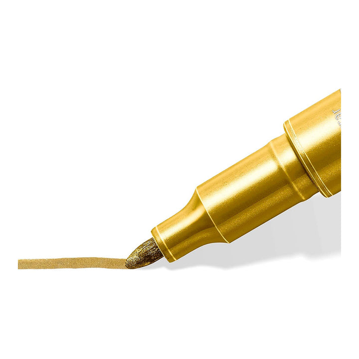 STAEDTLER - Blíster con 2 Rotuladores Metálicos de Punta Fina. Plateado y Dorado