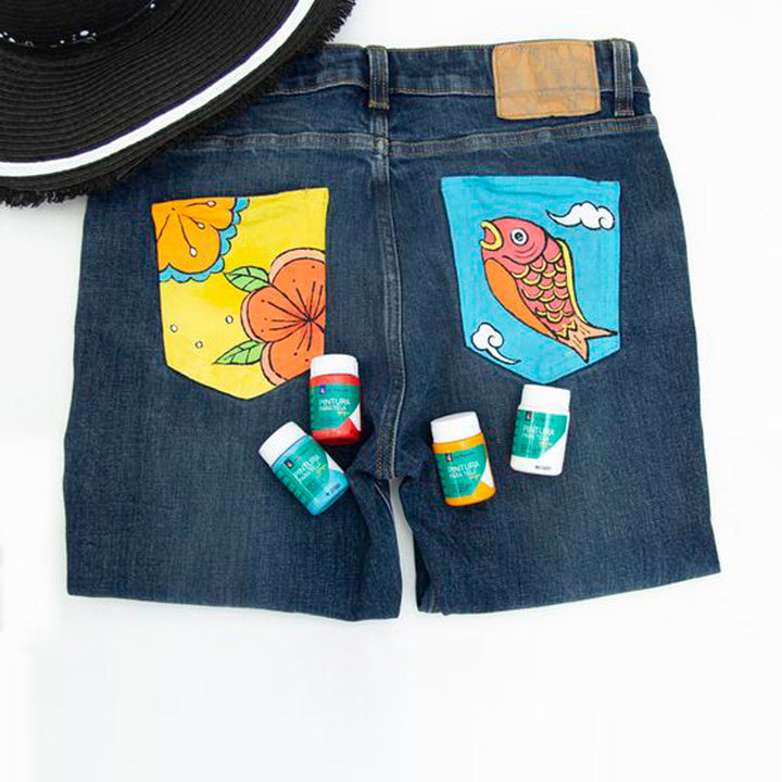 LA PAJARITA Kids - Set de 6 Botes de Pintura para Tela al Agua en Colores Surtidos