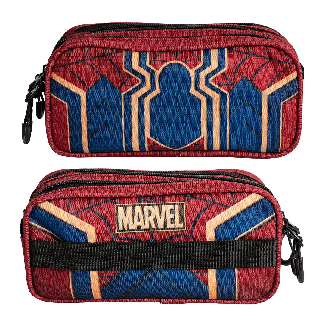 MARVEL Spiderman Drop - Estuche Escolar Triple Portatodo Tres Cremalleras TRICK FAN Rojo