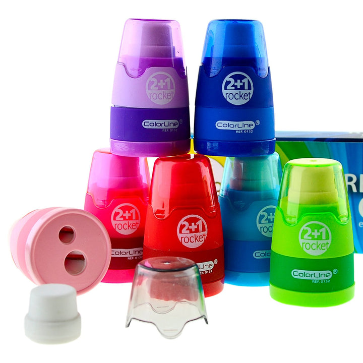Goma con Sacapuntas Doble SDI "Rocket" con Recambio. Color