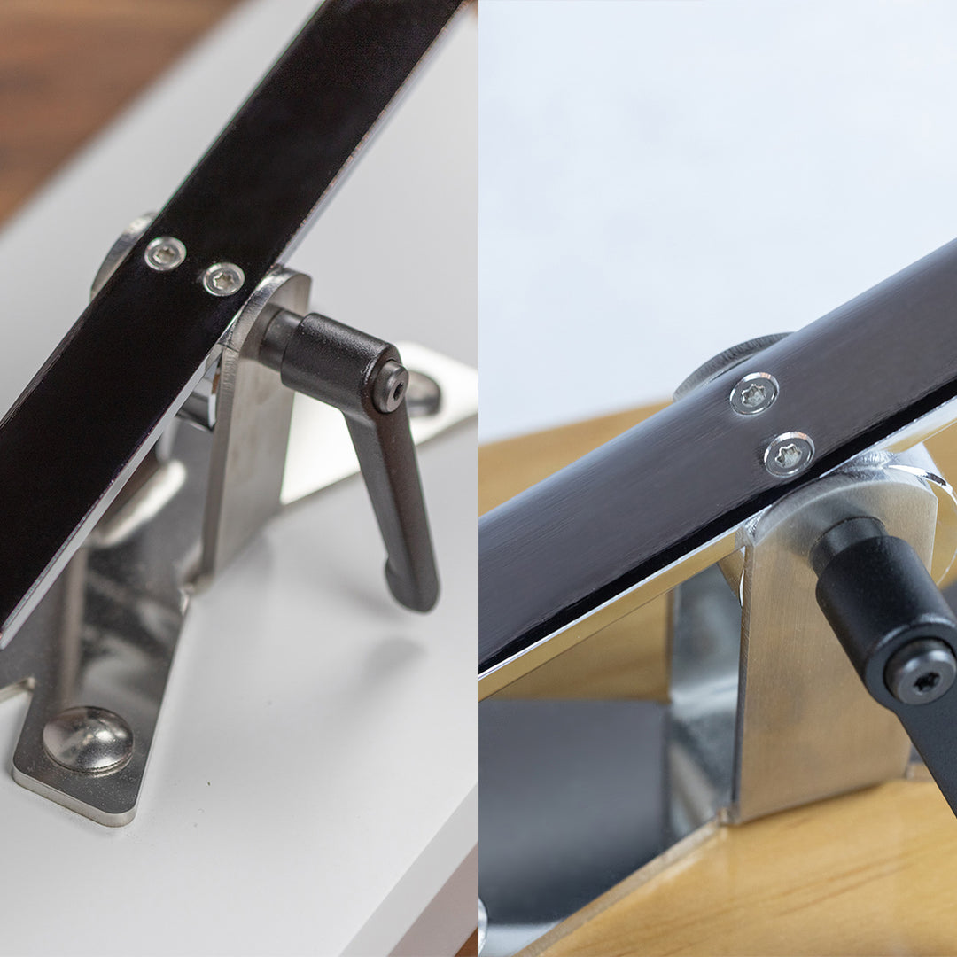 BELLO Teide - Soporte Jamonero Basculante en Fibra Blanca y Acero Inoxidable con Cubrejamón